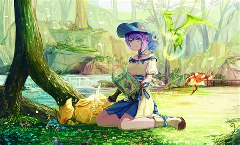Wallpaper Final Fantasy Xiv Anime Girl Magic Spell Scenic Landscape