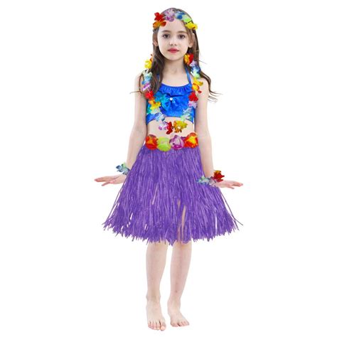 Girls Hawaiian Dress Hula Dancer Grass Skirt Luaus Beach Parties Outfit Shopee Philippines