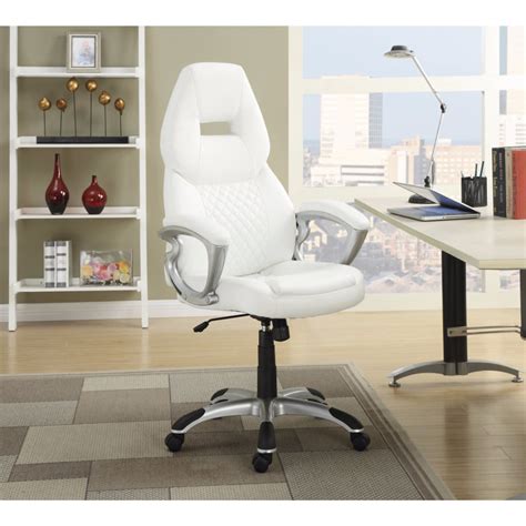 Leather Sporty Executive High Back Office Chair White