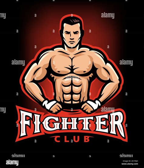 Mma Muscular Fighter With Boxing Gloves Fight Club Logo Mixed Martial