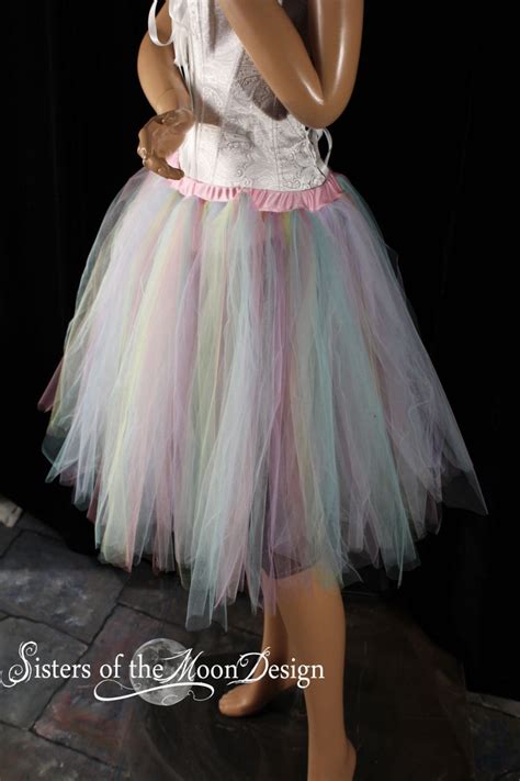 Pastel Rainbow Tutu Skirt Adult Streamer Style Pixie Spring Etsy