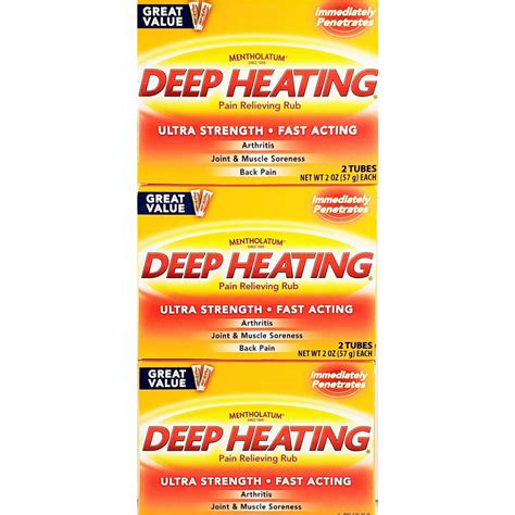 Mentholatum Deep Heating Pain Relieving Rub 2 Tubes Each 1 Or 3 Pack