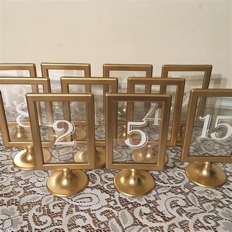 Rustic Wedding Table Numbers Table Number Gold Frame Gold Etsy