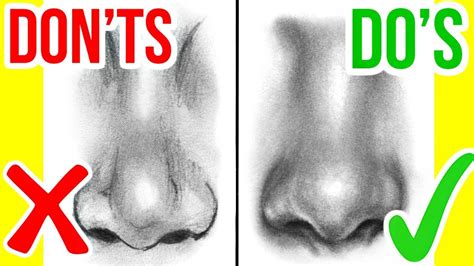 Note that the lines are closer together at the top than at the bottom. DO'S & DON'TS: How To Draw a Realistic Nose | Step by Step ...