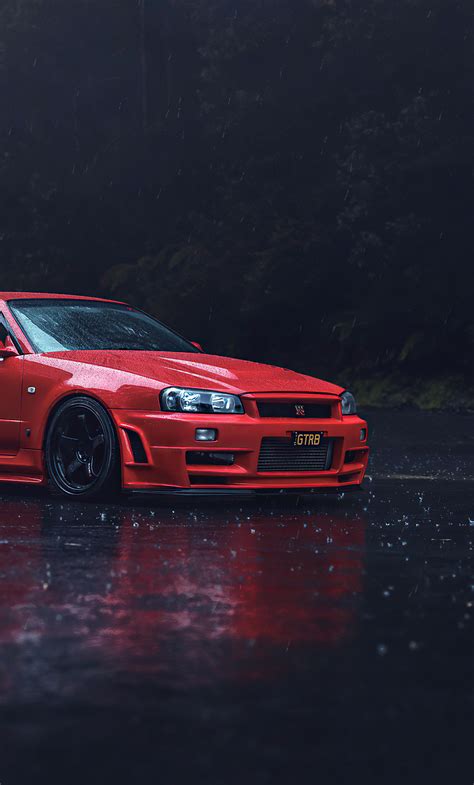 Looking for the best wallpapers? 1280x2120 Red Nissan GTR R34 iPhone 6+ HD 4k Wallpapers, Images, Backgrounds, Photos and Pictures
