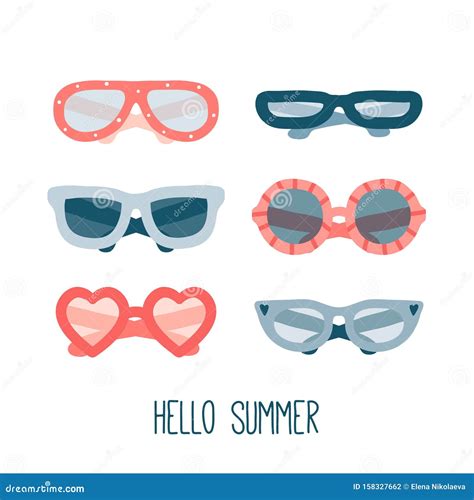 Colorful Summer Glasses Set Stock Vector Illustration Of Icon