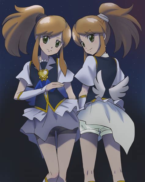 Safebooru 2girls Brown Hair Cure Gonna Cure Pantalone Green Eyes Happinesscharge Precure