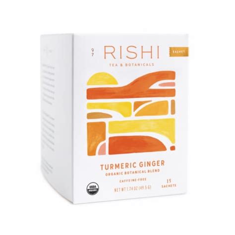Rishi Tea Turmeric Ginger Organic Botanical Blend Tea Sachets 15 Ct