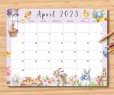 April 2023 Calendar Etsy Get Calender 2023 Update