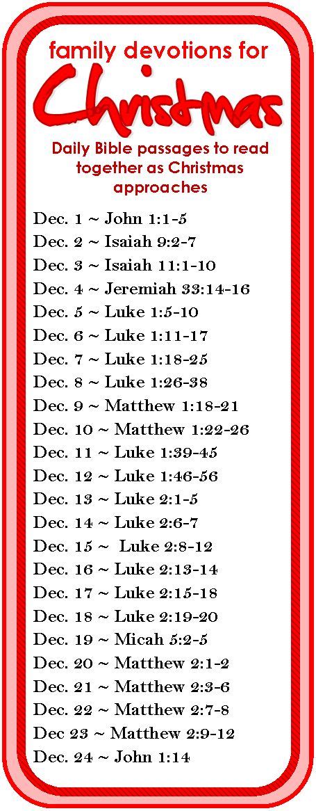 Christmas Devotions Bookmark Advent Scripture Readings For Families
