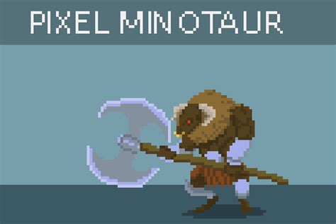 Animated Pixel Minotaur Gamedev Market