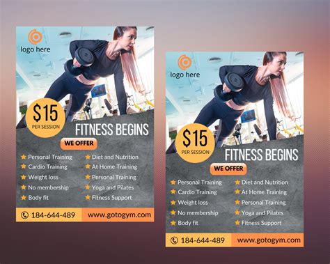 Personal Trainer Flyer Printable Gym Fitness Flyer Canva Personal