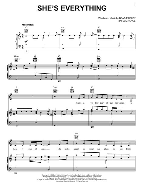 Brad Paisley Shes Everything Sheet Music Pdf Notes Chords Country
