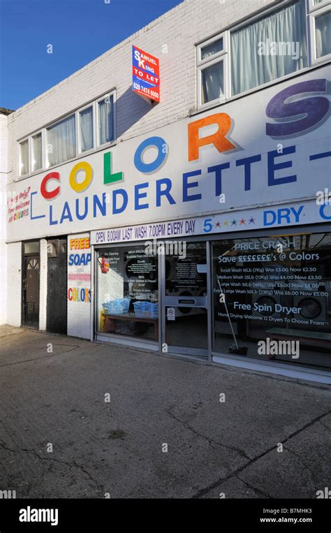 Launderette Canning Town High Street London United Kingdom Stock Photo