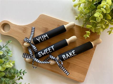 Mini Rolling Pin Tiered Tray Decor Baking Rolling Pin Etsy