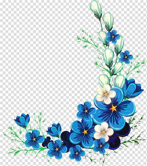 Blue Flower Borders And Frames Floral Design Floral Illustrations