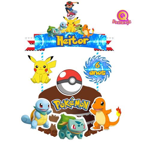 Topo De Bolo Pokémon Loja Q Festança Elo7 Produtos Especiais