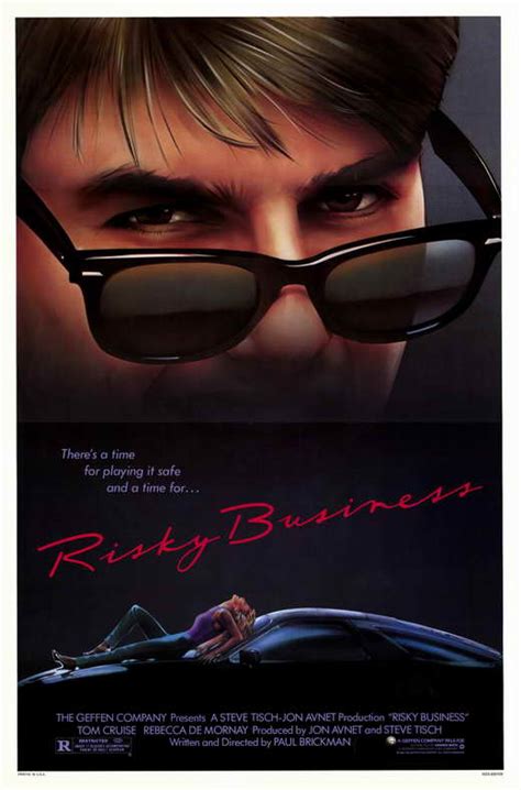 Lead character smokes, cultivates a cool image with sunglasses and a cigarette. Risky Business Movie Posters From Movie Poster Shop