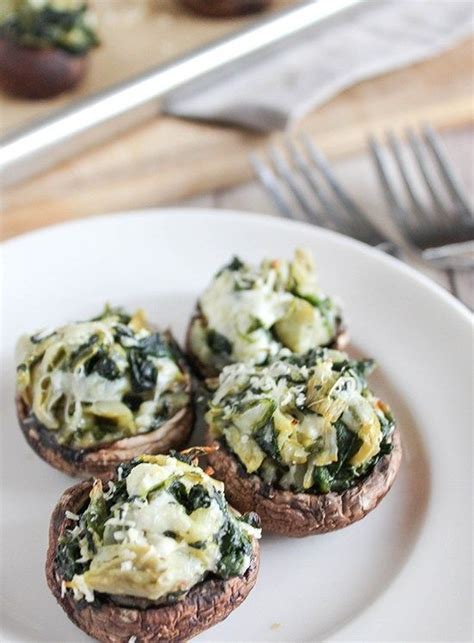 Healthy Spinach and Artichoke Stuffed Mushrooms | Recipe | Stuffed ...