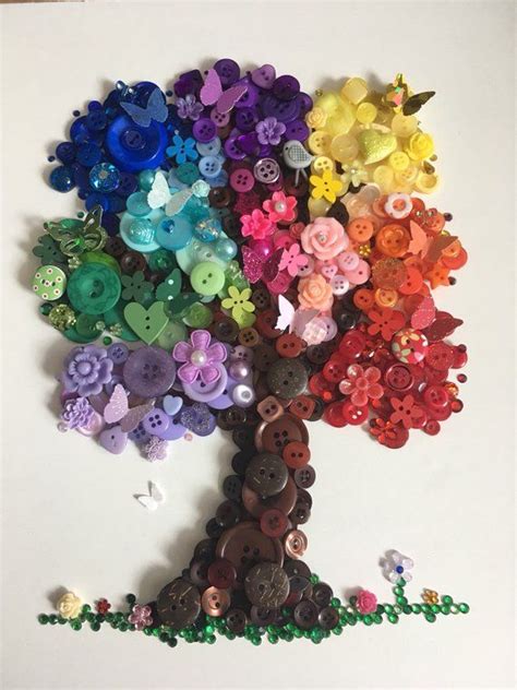 This Is An Absolutely Gorgeous Rainbow Button Tree The Tree Has Been