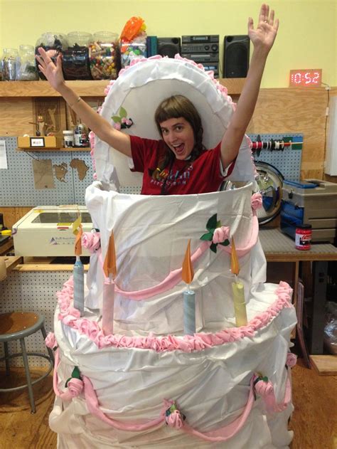 Giant Fabric And Cardboard Cake To Jump Out Of At Makenight Cakenight 92415 Diy Birthday