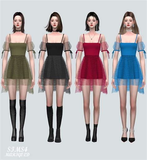 72 Sha Unbalance Mini Dress72 샤 언발란스 미니 드레스여자 의상 By Sims4marigold
