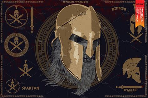 Spartan Warriors Vector Illustration Illustrations Creative Market
