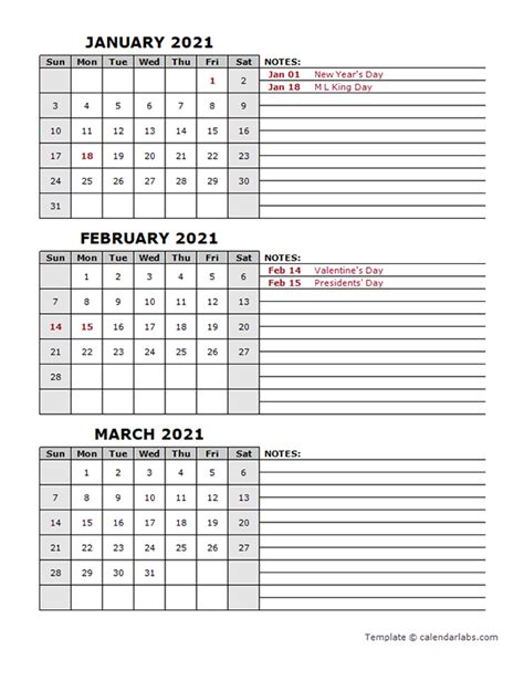 Download free printable calendar 2021, yearly, weekly and monthly calendar 2021 including holidays, notes space or moonphases. 2021 Quarterly Word Calendar With Holidays - Free Printable Templates