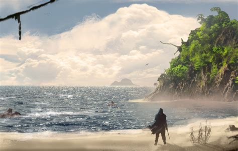 Wallpaper Sea Beach The Ocean Island Art Pirates Assassin S Creed