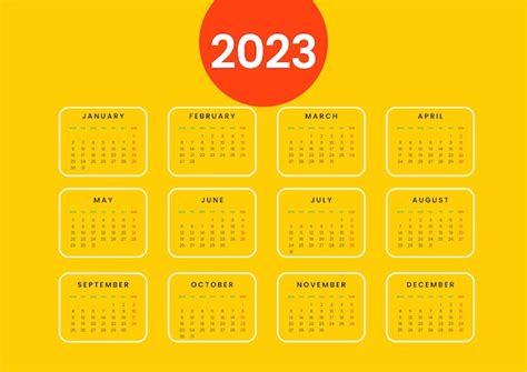 Ilustración Del Calendario 2023 Vector Premium