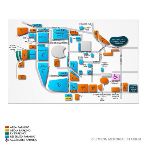 Clemson Memorial Stadium Parking Clemson Memorial Stadium Parking Map