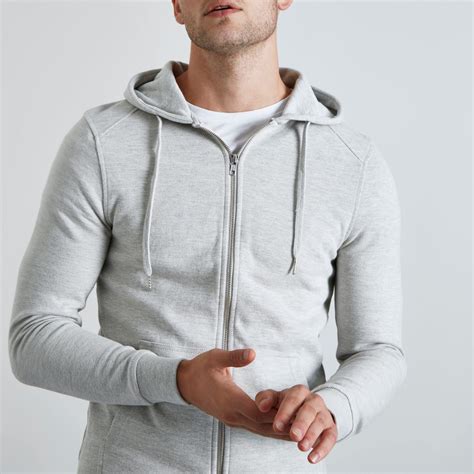 Lyst River Island Light Grey Muscle Fit Zip Up Hoodie In Gray For Men
