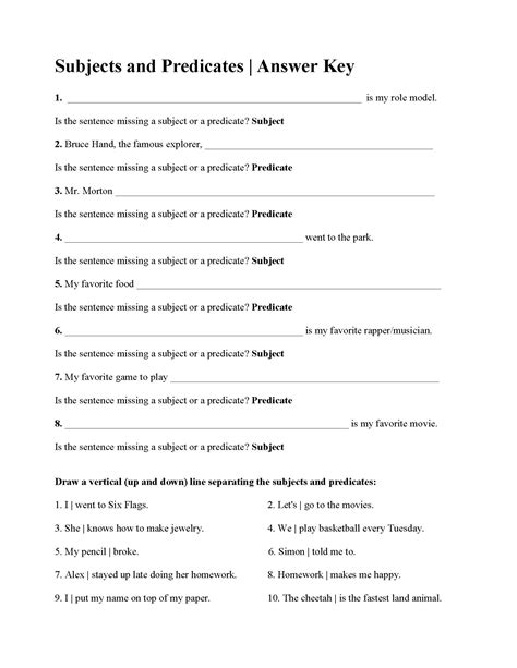 Https://wstravely.com/worksheet/subject And Predicate Worksheet Answers