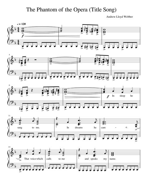 Download And Print In Pdf Or Midi Free Sheet Music For The Phantom Of