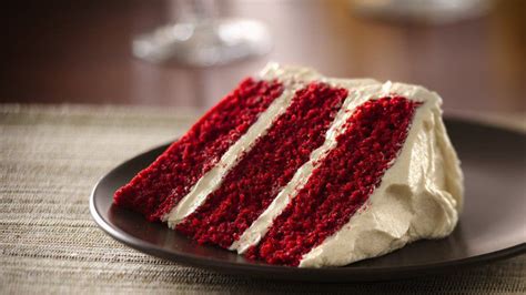 Baking Homemade Red Velvet Cake With Cream Cheese Frosting The