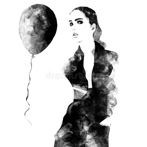 Beautiful Woman In Little Black Dress Stock Illustration Illustration