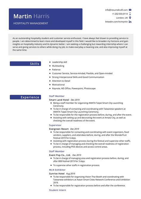 This plan recognises the university of canterbury (uc) strategic intent and vision of people prepared. Hospitality Management Resume Sample - ResumeKraft