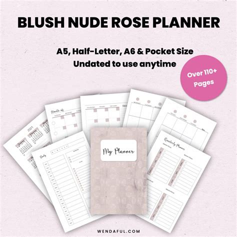 Free Printable Planner Blush Nude Month On Two Pages Planner Inserts