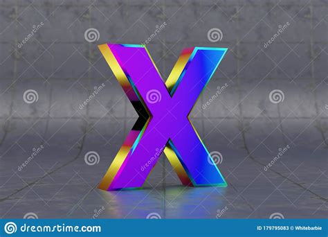 Multicolor 3d Letter X Uppercase Glossy Iridescent Letter On Tile