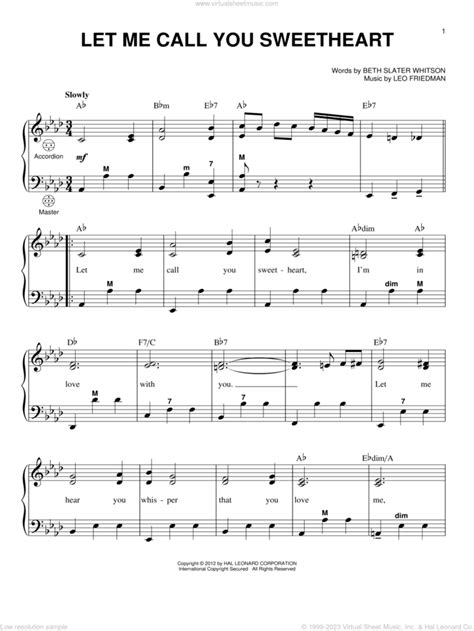 Let Me Call You Sweetheart Sheet Music For Accordion Pdf