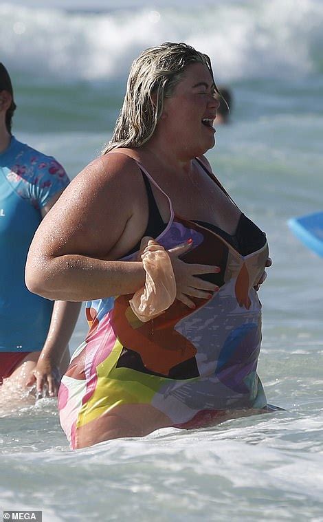 Gemma Collins Dons A Colourful Beach Dress As She Tries Her Hand At Bodyboarding In Cornwall