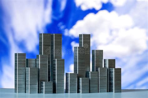 Abstract City Skyline In Blue Sky And White Clouds Abstract City
