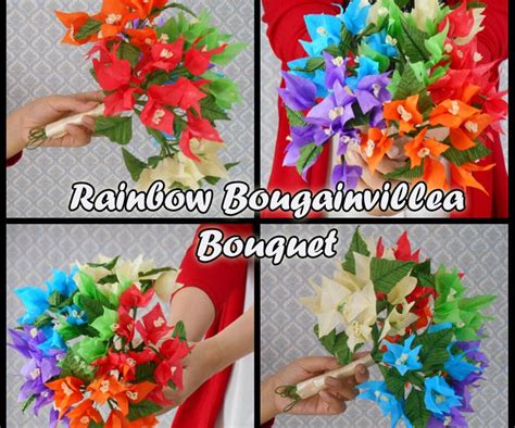 Tissue Paper Flowers Rainbow Bougainvillea Bouquet 7