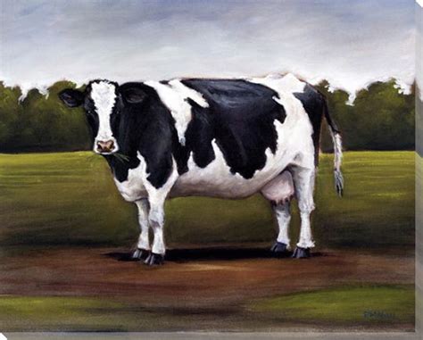 Black And White Dairy Cow Wrapped Canvas Giclee Print Wall Art Wall