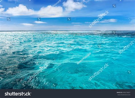 Caribbean Sea Surface Summer Wave Background Stock Photo 400278007
