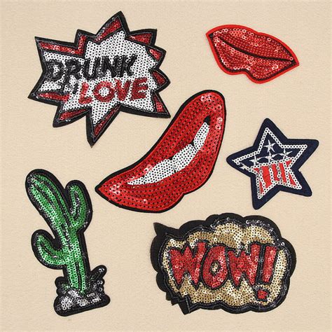 Free Shipping 10 Pcs Fashion Sequins Embroidered Iron On Patches Hat