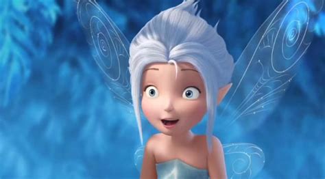 A Cartoon Fairy With White Hair And Blue Eyes Standing In Front Of A