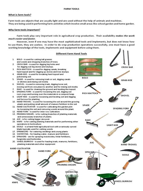 Agricultural Farm Tools And Equipment And Their Uses With Pictures