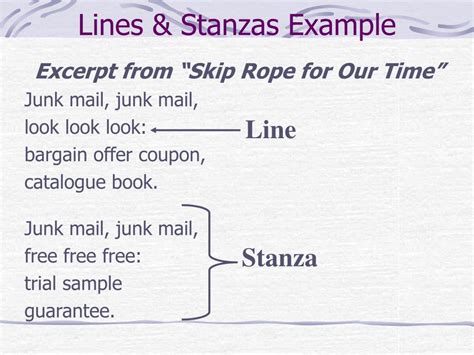 A stanza is a series of lines grouped together in order to divide a poem; PPT - Elements of Poetry PowerPoint Presentation, free ...