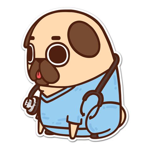 Nurse Puglie Sticker Pug Cartoon Cute Pugs Best Friend Drawings